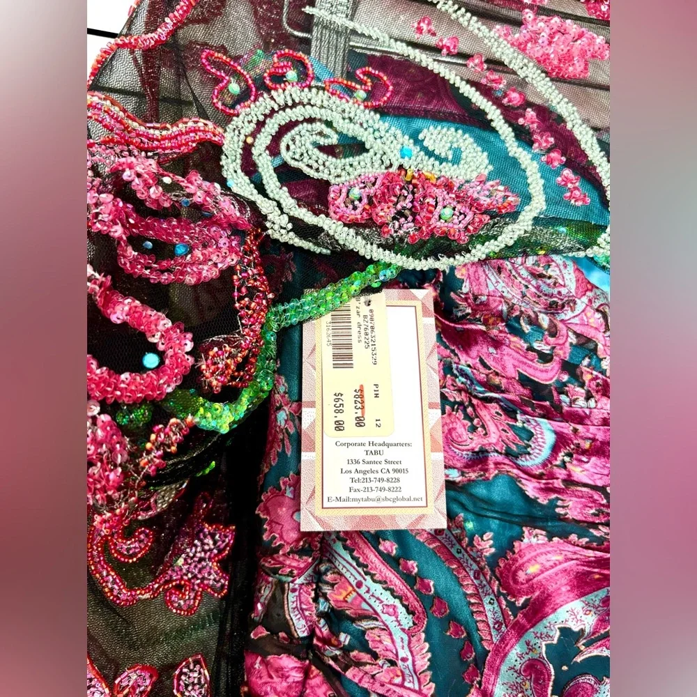 NWT Vintage Y2K Bob Mackie B’Zar Boho Paisley Beaded Dress Set 14/12 - Picture 10 of 15